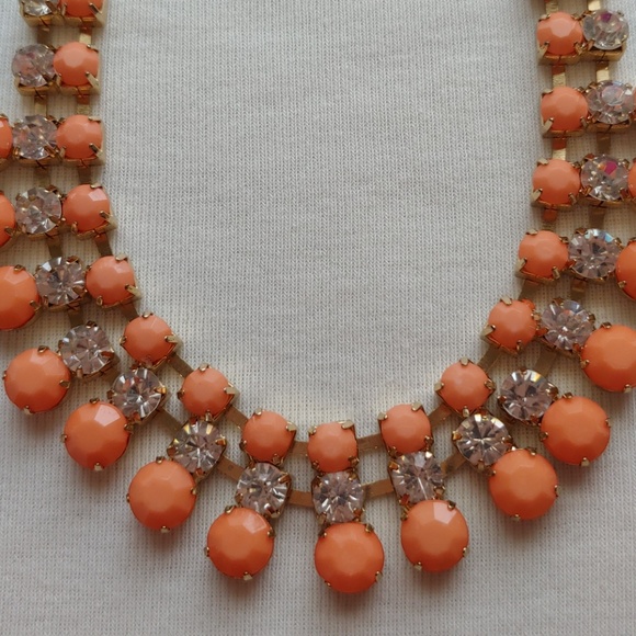 Liz Claiborne Orange & Rhinestone Necklace!!! - Picture 4 of 6